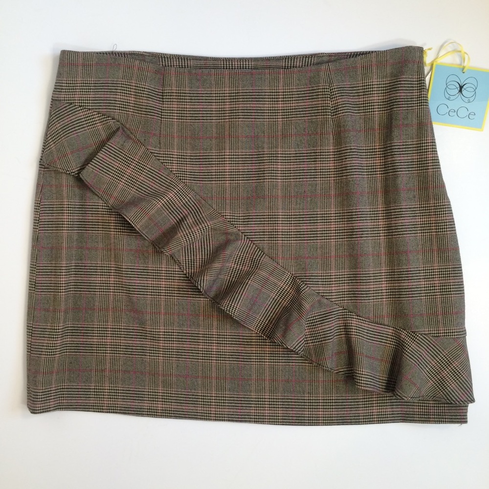 CeCe Glen-Plaid Skirt